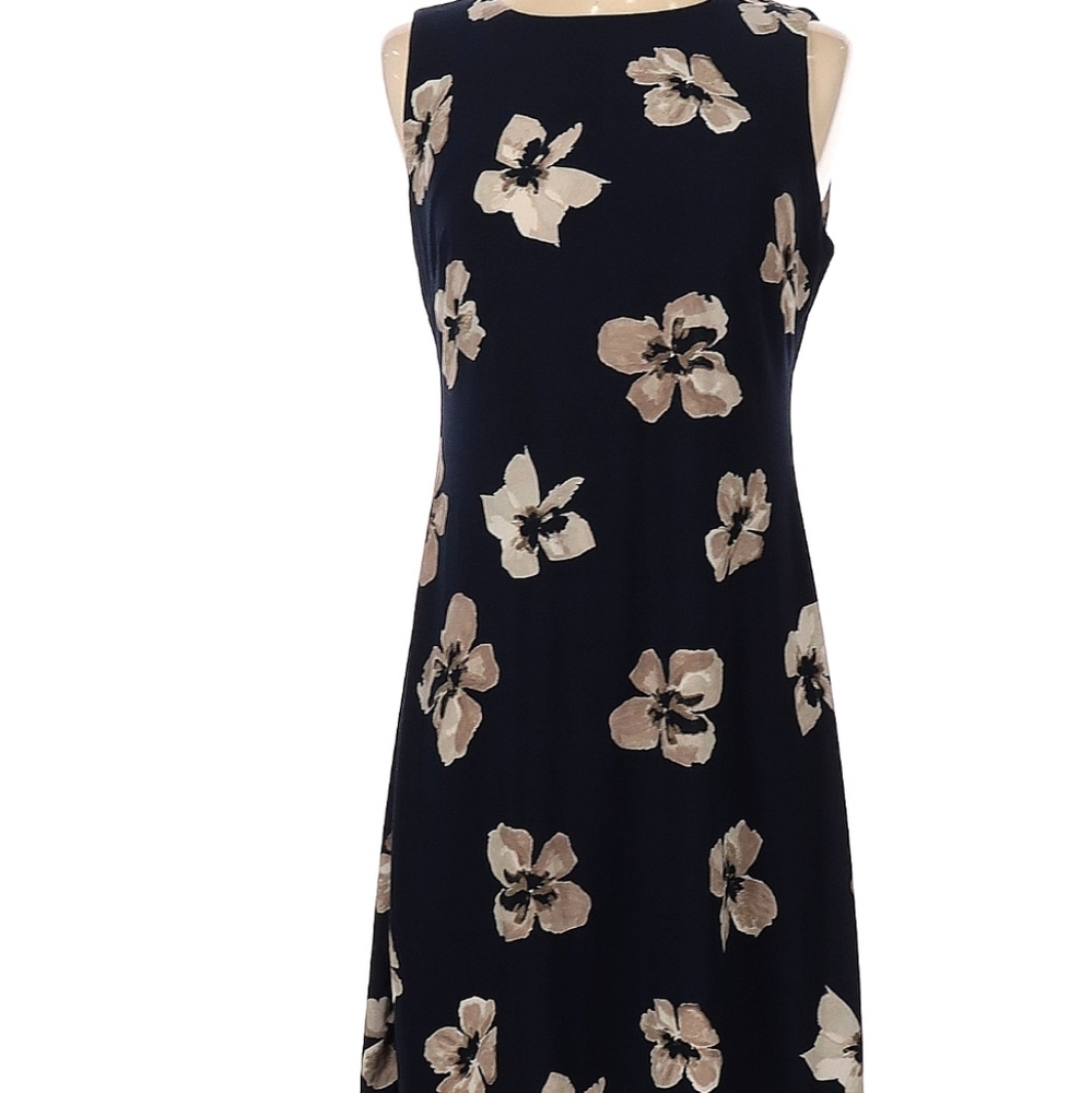Tommy Hilfiger Black Floral Sleeveless Jersey Shift Summer Mini Dress, Size 2